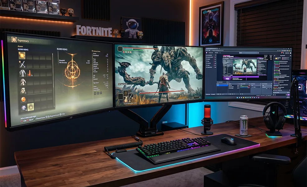 a desk with some of the best 27-inch monitors on display
