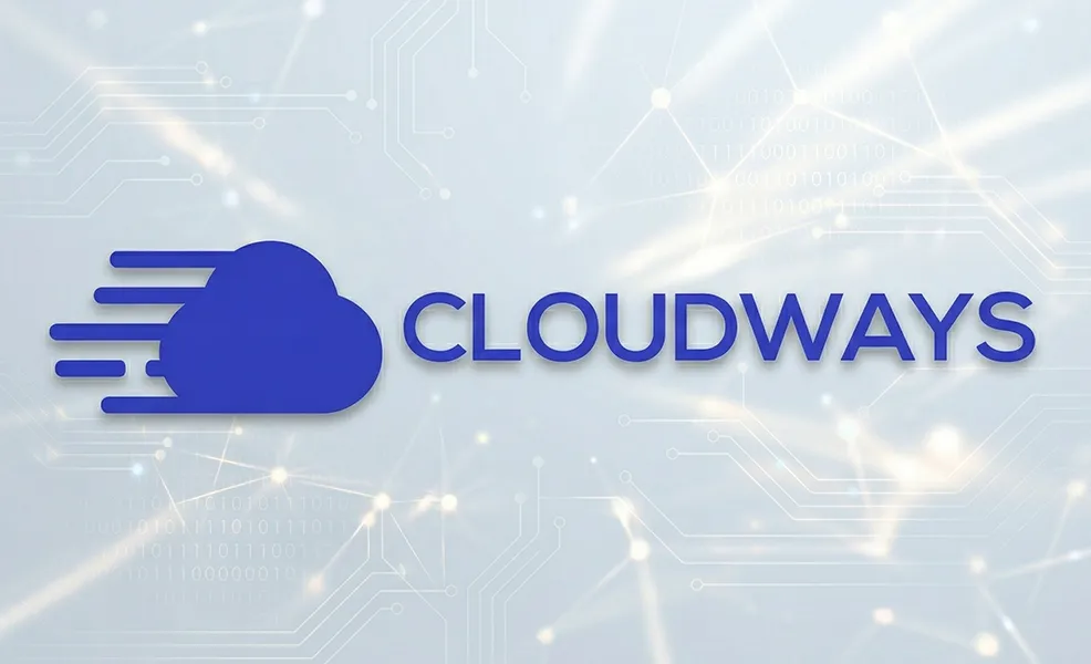 cloudways review logo on tech related background
