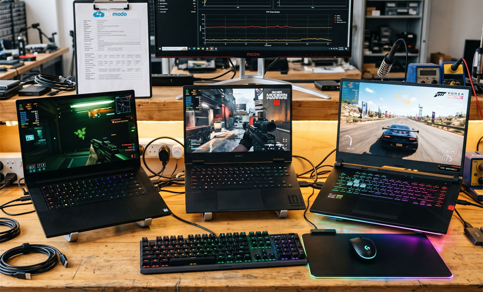some of the best gaming laptops for the year on a desk