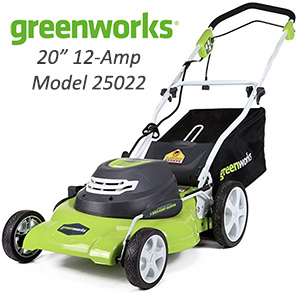 greenworks lawnmower corded model 25022