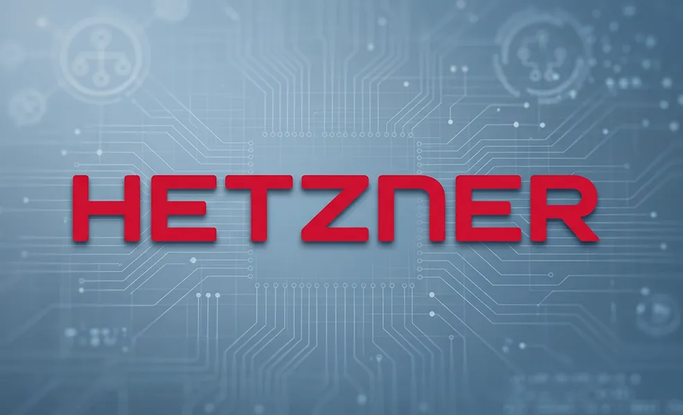 hetzner review logo on tech related background