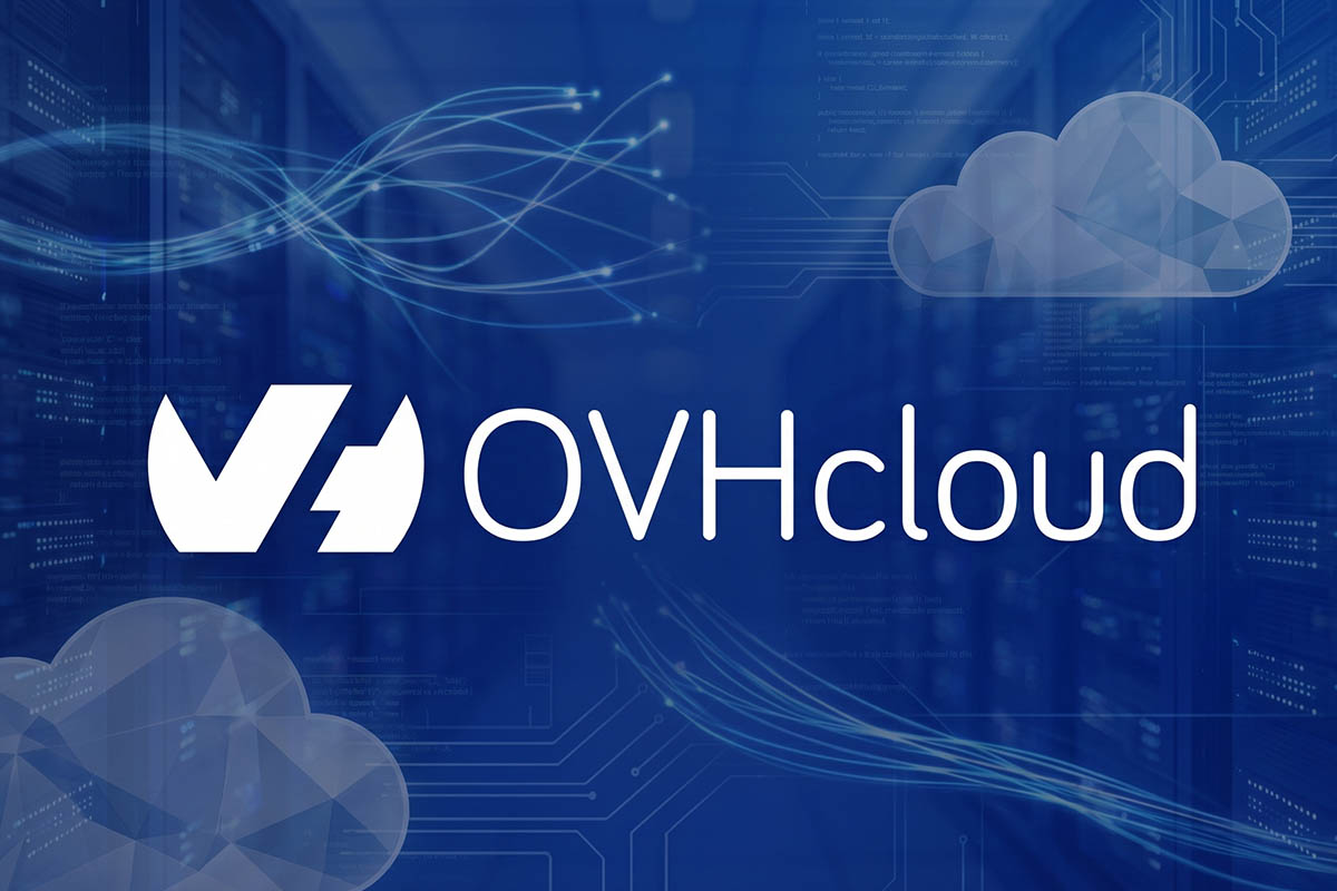ovhcloud hosting review logo on cloud compute tech background