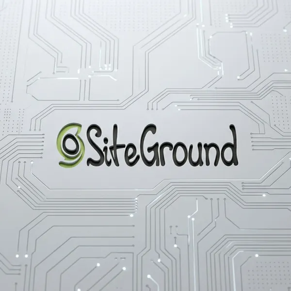 SiteGround hosting logo on abstract tech background