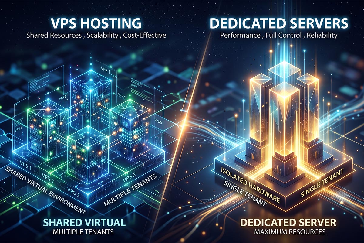 infographic to compare vps to dedicated servers for web hosting and compute