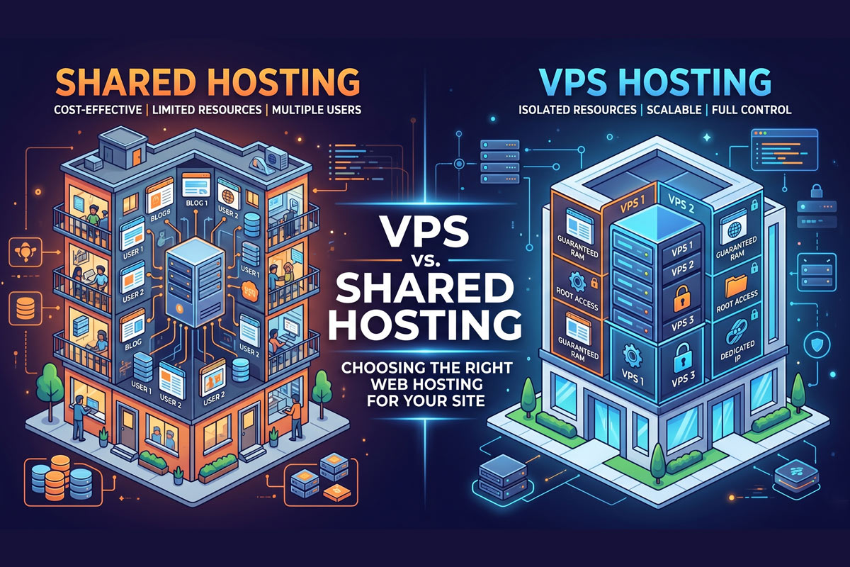 infographic to compare vps to shared hosting