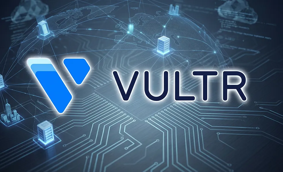 vultr review logo on cloud infrastructure background