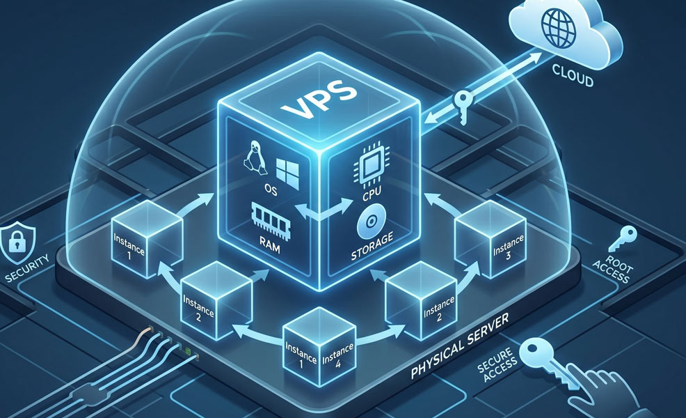 a schematic of a virtual private server vps showing how users access through cloud and security layers
